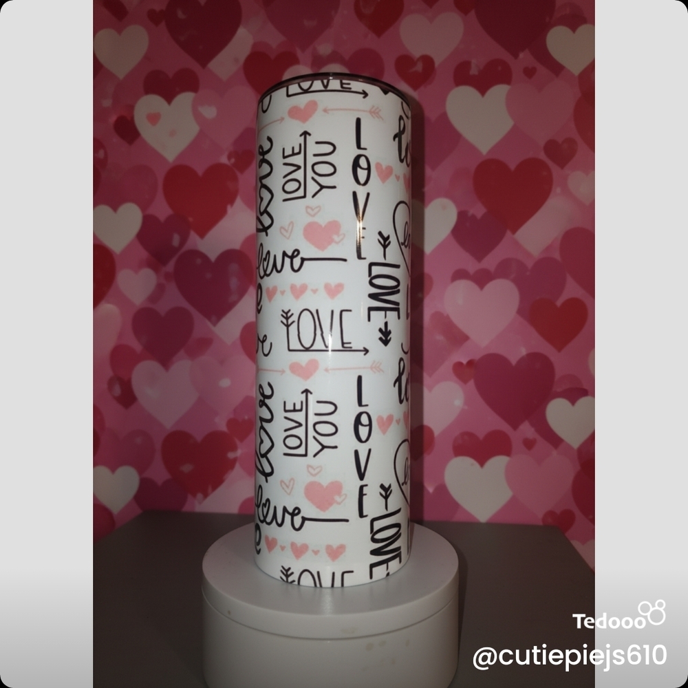 Love-Themed White Tumbler